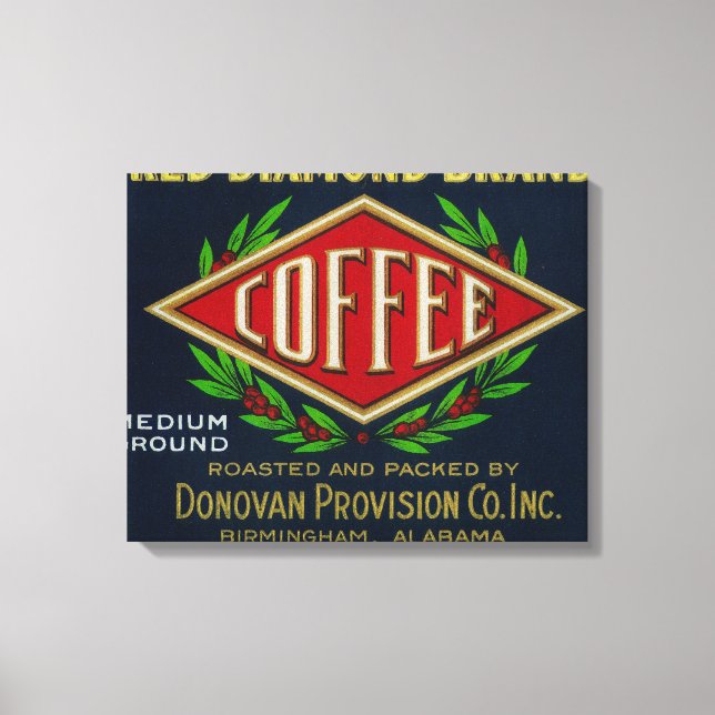 Donovan's Coffee LabelBirmingham, AL Canvas Print (Front)