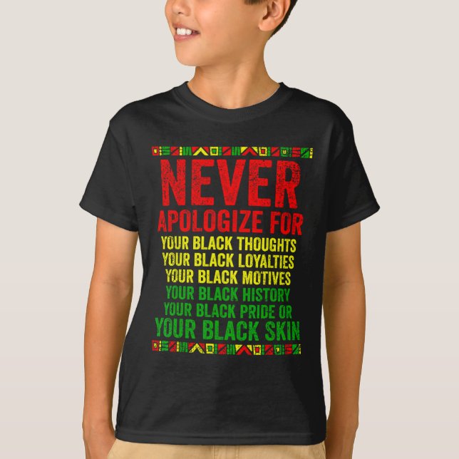 Dont Apologize For Your Blackness Juneteenth Black T-Shirt (Front)