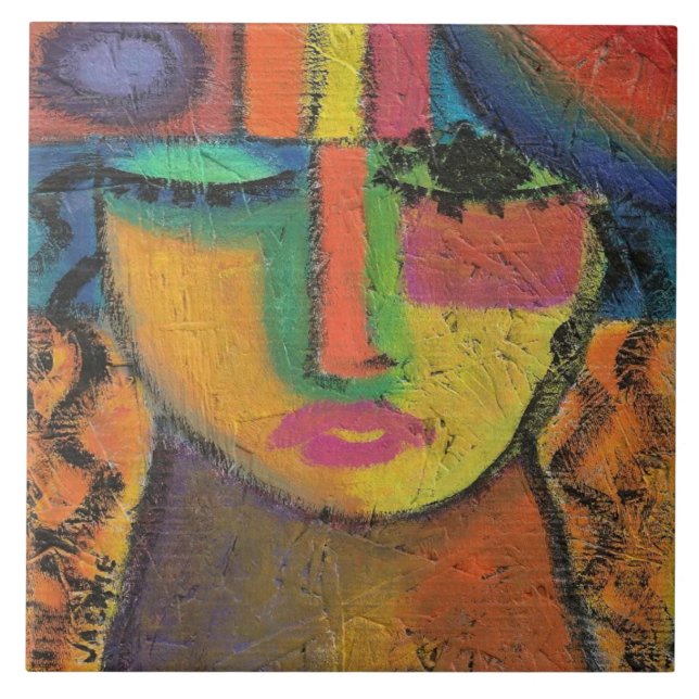 Don't Ask Abstract Acrylic Painting on OSB Tile (Front)