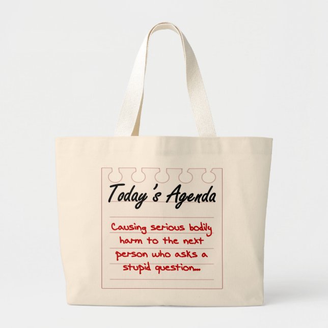 Don't Ask Stupid Questions Large Tote Bag (Front)