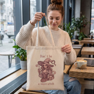 Don't Be A Basic Witch - Sassy Boba Tea & Skull Tote Bag