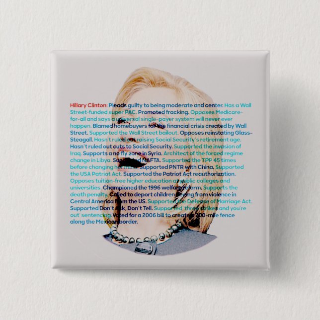 Don't be fooled by Hillary 2 Inch Square Button (Front)
