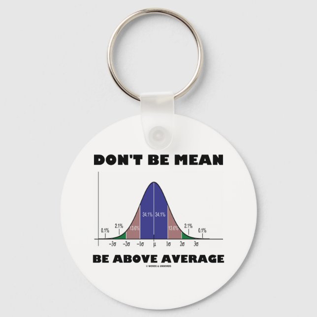 Don't Be Mean Be Above Average (Statistics Humour) Keychain (Front)
