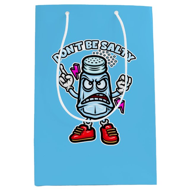 Don't Be Salty, Funny Illustration Medium Gift Bag (Front)