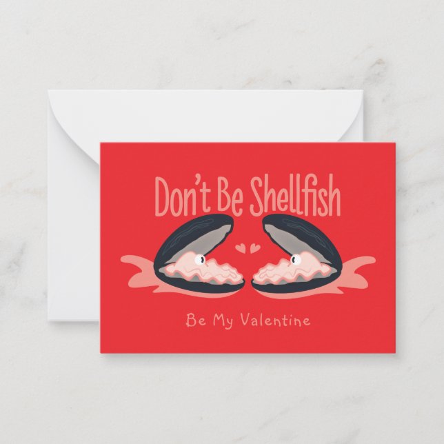 Don't Be Shellfish Oysters Kids Valentine Card (Front)