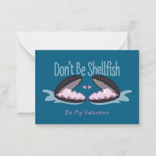 Don't Be Shellfish Oysters Kids Valentine Card