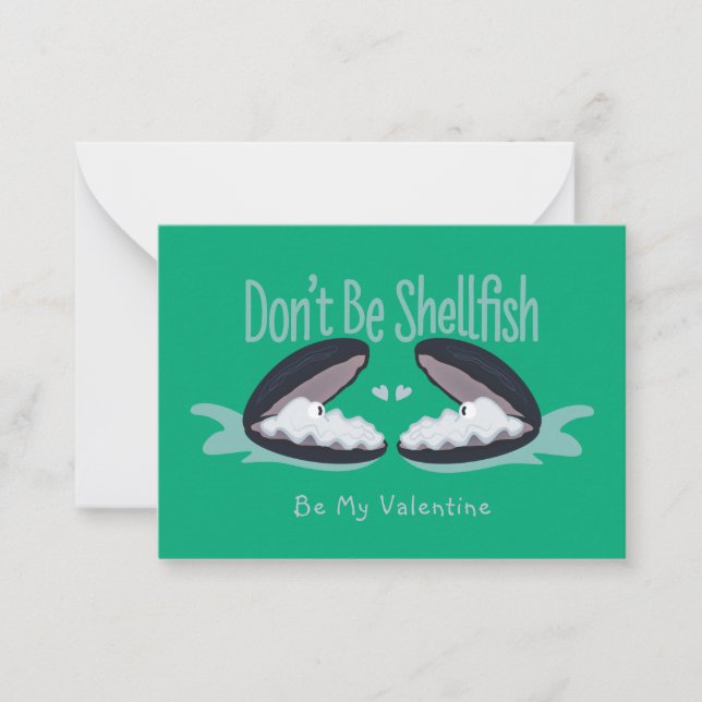Don't Be Shellfish Oysters Kids Valentine Card (Front)