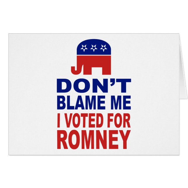 Don't Blame Me I Voted For Romney (Front Horizontal)