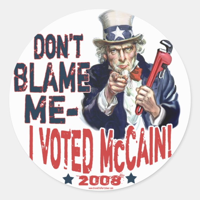 Don't Blame me, I Voted McCain Gear Classic Round Sticker (Front)