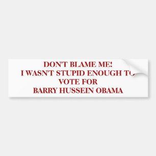 DON'T BLAME ME!I WASN'T STUPID ENOUGH TO VOTE F... BUMPER STICKER
