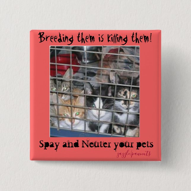 Don't breed pets 2 inch square button (Front)