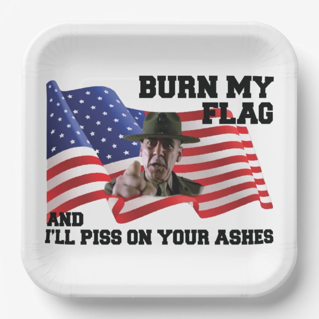 Don't burn my flag  paper plate (Front)