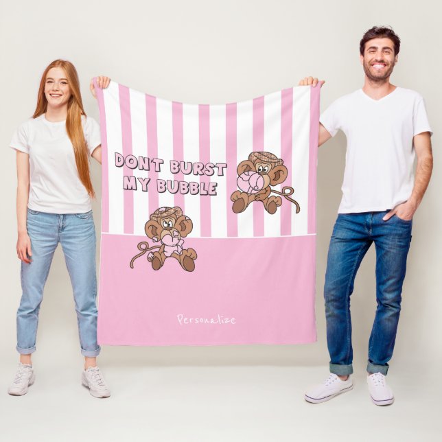 Don't Burst My Bubble - Monkeys Fleece Blanket (In Situ)