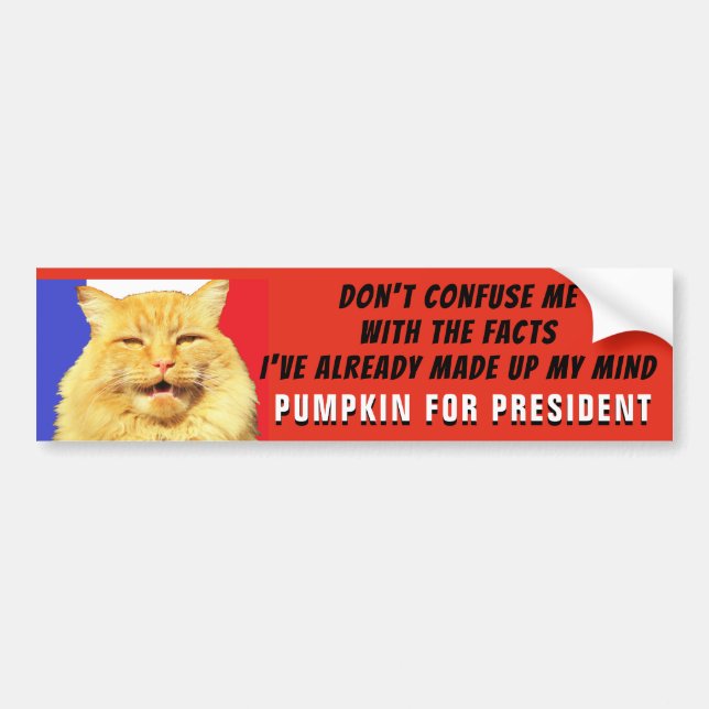 Don't Confuse Me With Facts..Pumpkin for President Bumper Sticker (Front)
