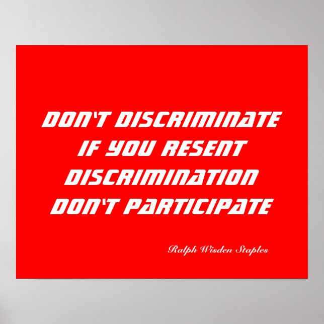 Don't discriminate poster (Front)