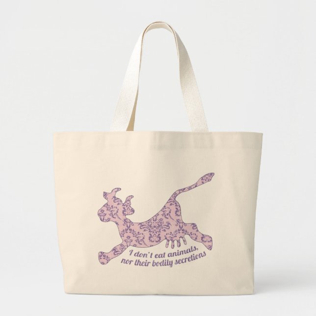 Don't Eat Animals Large Tote Bag (Front)