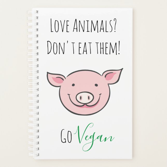 Don't eat them Vegan with cute cartoon farm animal (Devant)