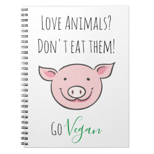 Don't eat them Vegan with cute cartoon farm animal Notebook