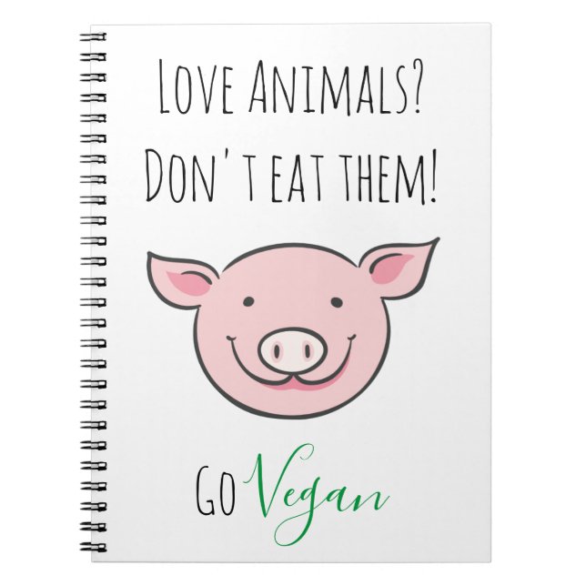 Don't eat them Vegan with cute cartoon farm animal Notebook (Front)