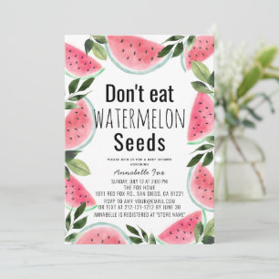 Don't Eat Watermelon Seeds Watercolor Baby Shower Invitation