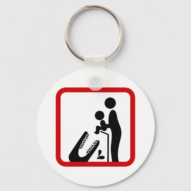 Don't Feed Baby To The Crocodile Zoo Sign Keychain (Front)
