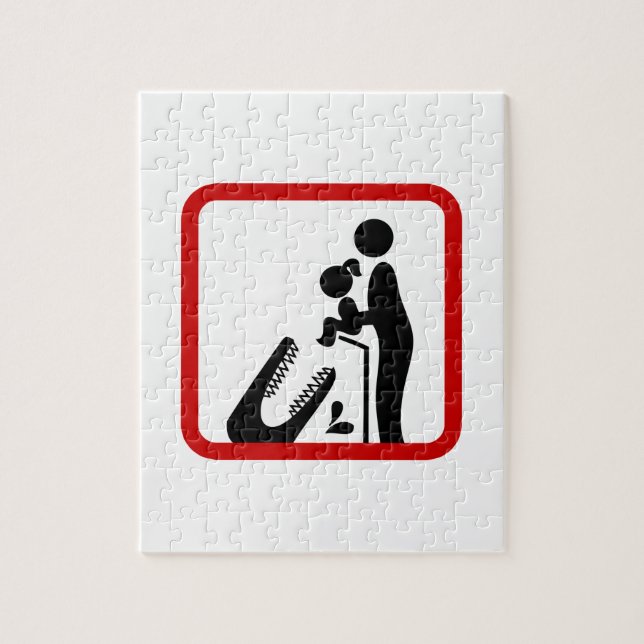 Don't Feed Daughter To The Crocodile Zoo Sign Jigsaw Puzzle (Vertical)