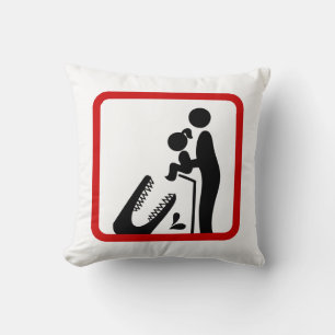 Don't Feed Daughter To The Crocodile Zoo Sign Throw Pillow