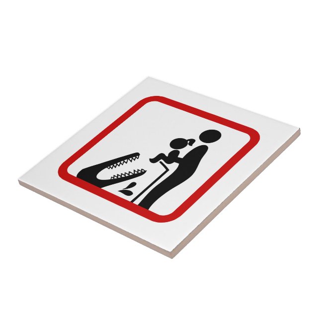 Don't Feed Daughter To The Crocodile Zoo Sign Tile (Side)