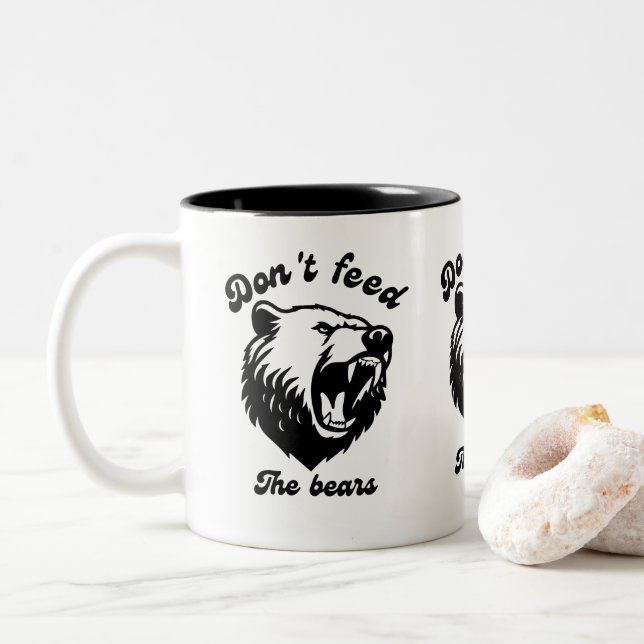 Don't Feed The Bears Two-Tone Coffee Mug (With Donut)