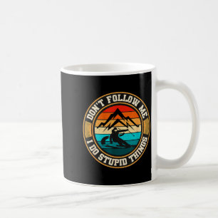Don't follow do stupid things, funny retro skier coffee mug