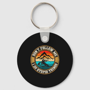 Don't follow do stupid things, funny retro skier keychain