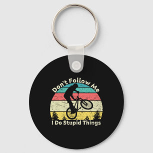 Don't Follow Me I Do Stupid Things Retro Vintage B Keychain