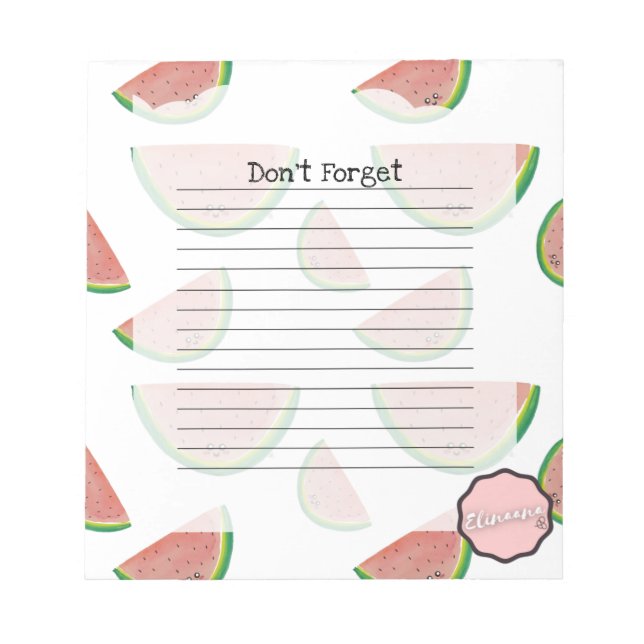 Don't Forget, Kawaii Watermelon Notepad (Front)