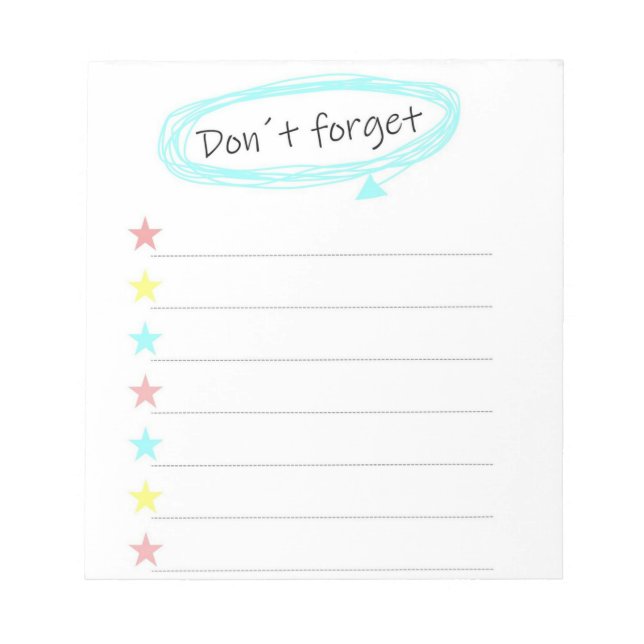 Dont Forget List Notepad (Front)