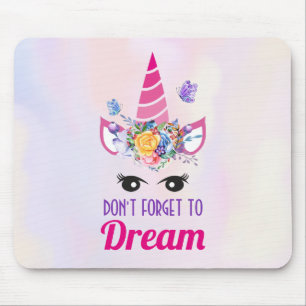 Don't Forget to Dream Pink Unicorn Mouse Pad