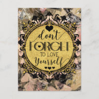 Don't Forget to Love Yourself Black Marble Swirl