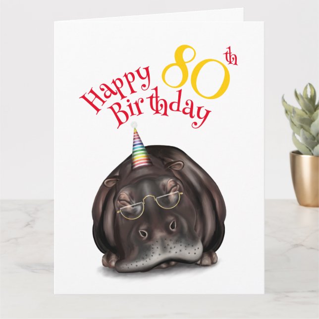 Don't Forget to Party, Sleepy Hippo Birthday Card (Small Plant)