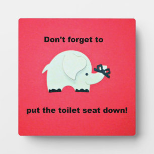 Don't forget to put the toilet seat down! plaque
