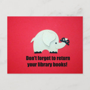 Don't forget to return your library books! postcard