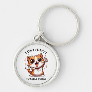 Don't forget to smile today funny Happy Cat Keychain