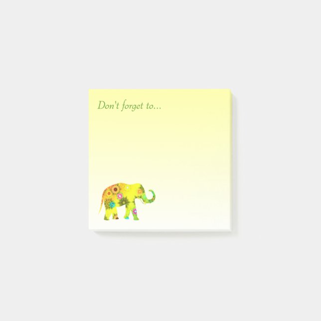 Don't forget to... with beautiful elephant post-it notes (Front)