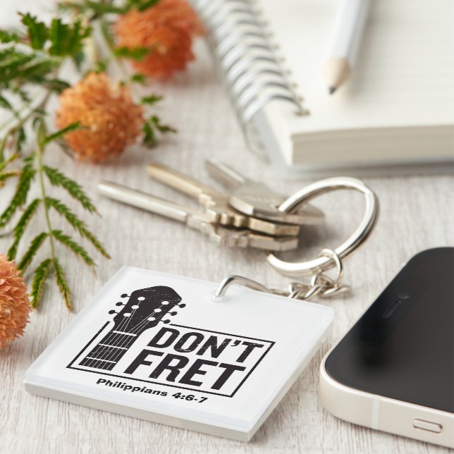 Don't fret (Philippians 4:6-7) Guitar  Keychain (Front Right)