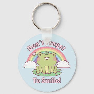 Dont Froget To Smile Cute Frog Pun Keychain