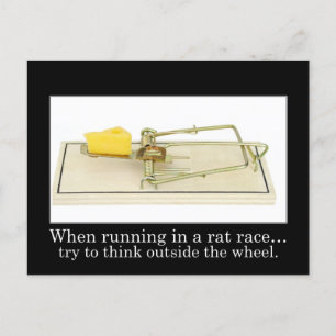 Don't get stuck in the rat race postcard