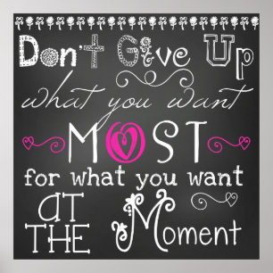 Don't Give Up Chalkboard Look Poster