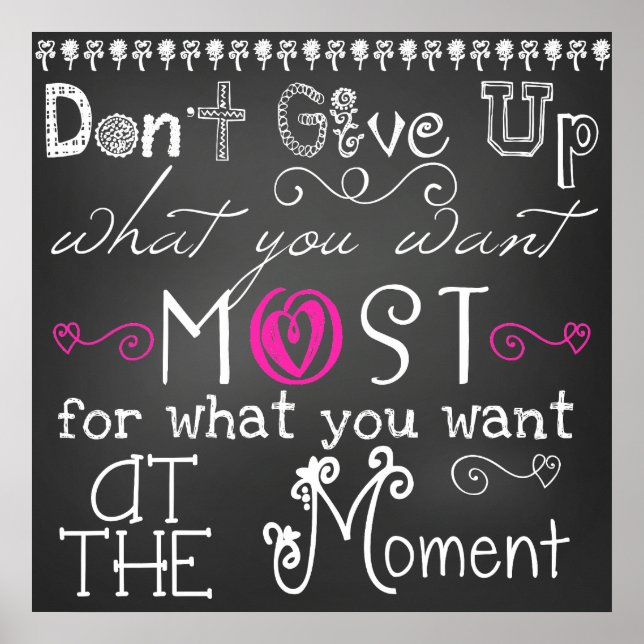 Don't Give Up Chalkboard Look Poster (Front)