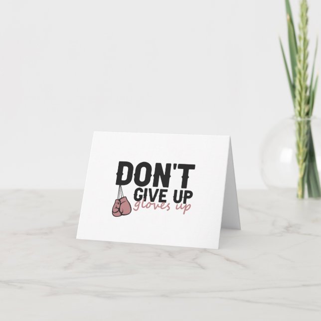 Don't Give Up Glove Up Funny Boxing Sport Thank You Card (Front)