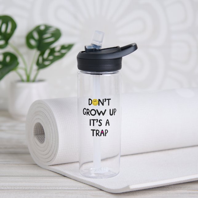 Don't grow up, it's a trap! Mug Water Bottle (Yoga (Rotated))