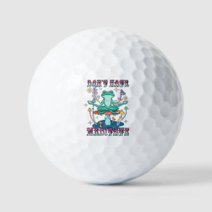 "Don't Hate, Meditate" Peaceful Frog & Floral Golf Balls