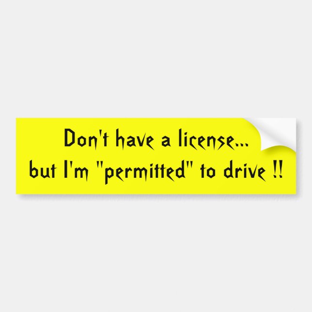 Don't have a license... bumper sticker (Front)